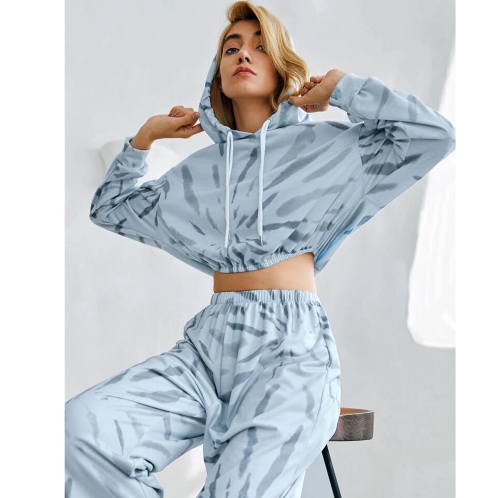 Tie Dye Drawstring Hoodie Lounge Set